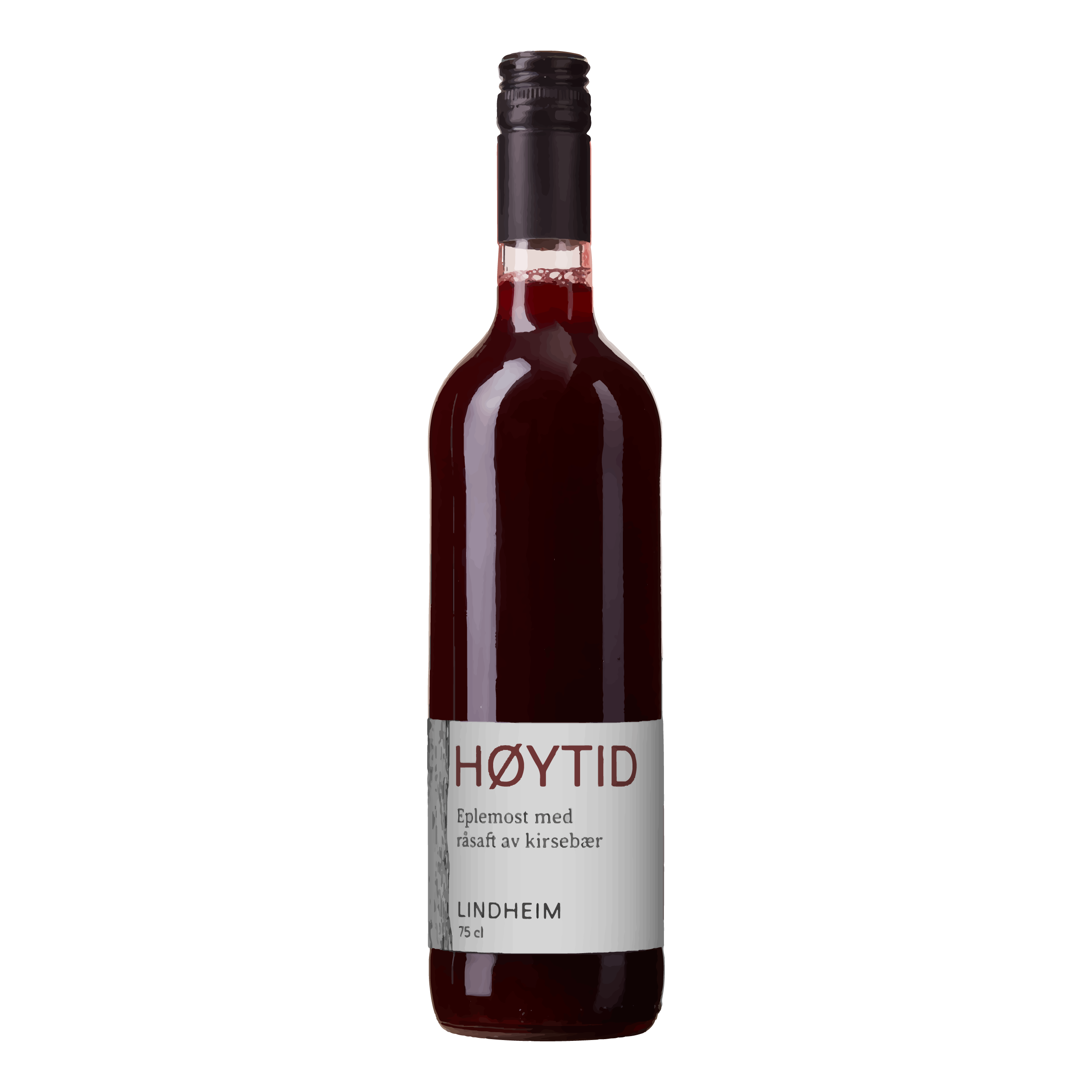Flaske av HØYTID eplemost med rårørt kirsebærsaft fra Lindheim, 75 cl.